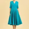 Pretty Dress Company Myla Midi 50's Swing Dress Turquoise New In 1 Pretty Dress Company Myla Midi 50's Swing Dress Turquoise New In
