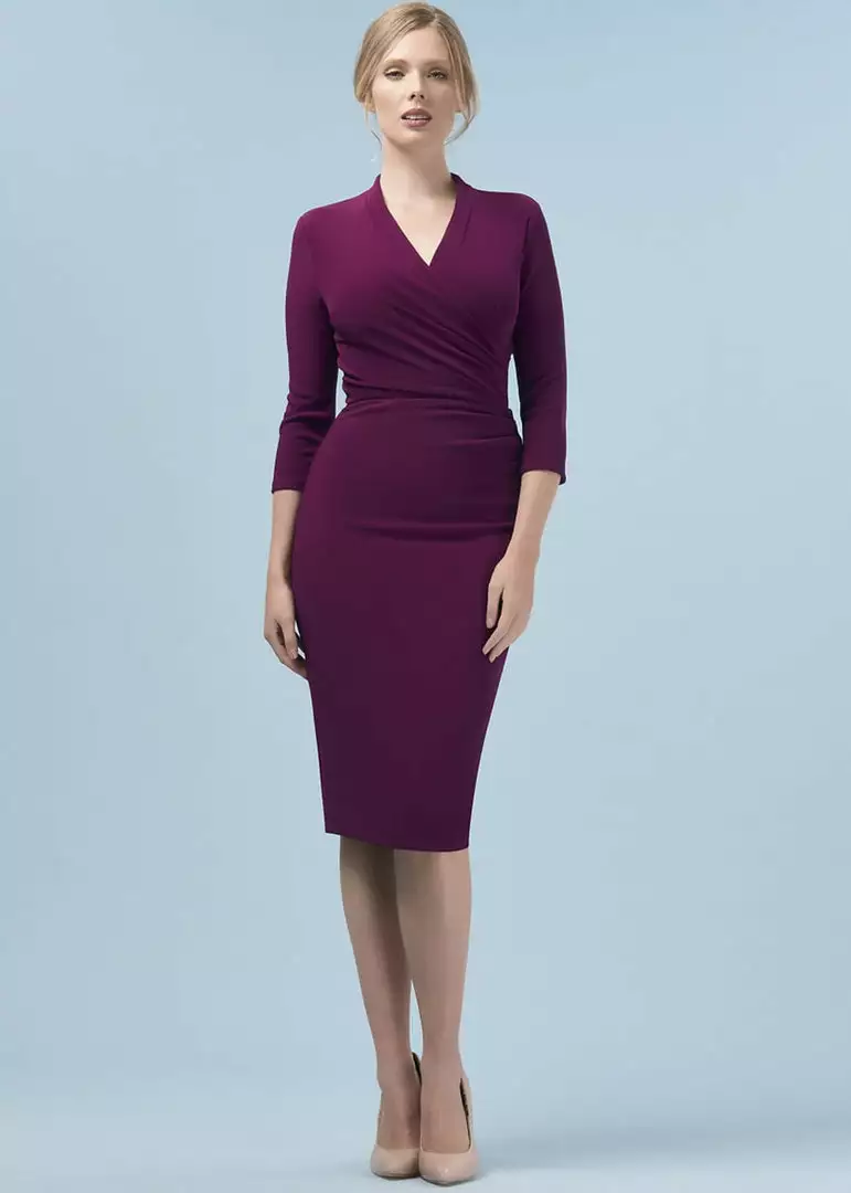 New In Pretty Dress Company Tegan 50's Pencil Dress Magenta 3 New In Pretty Dress Company Tegan 50's Pencil Dress Magenta