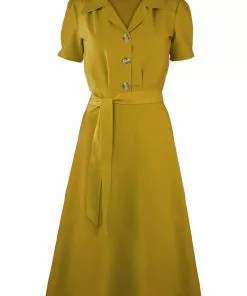 New In Pretty Retro Landgirl 40's Swing Dress Musterd