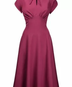 New In Pretty Retro Starlet 40's Dress Dark Rose