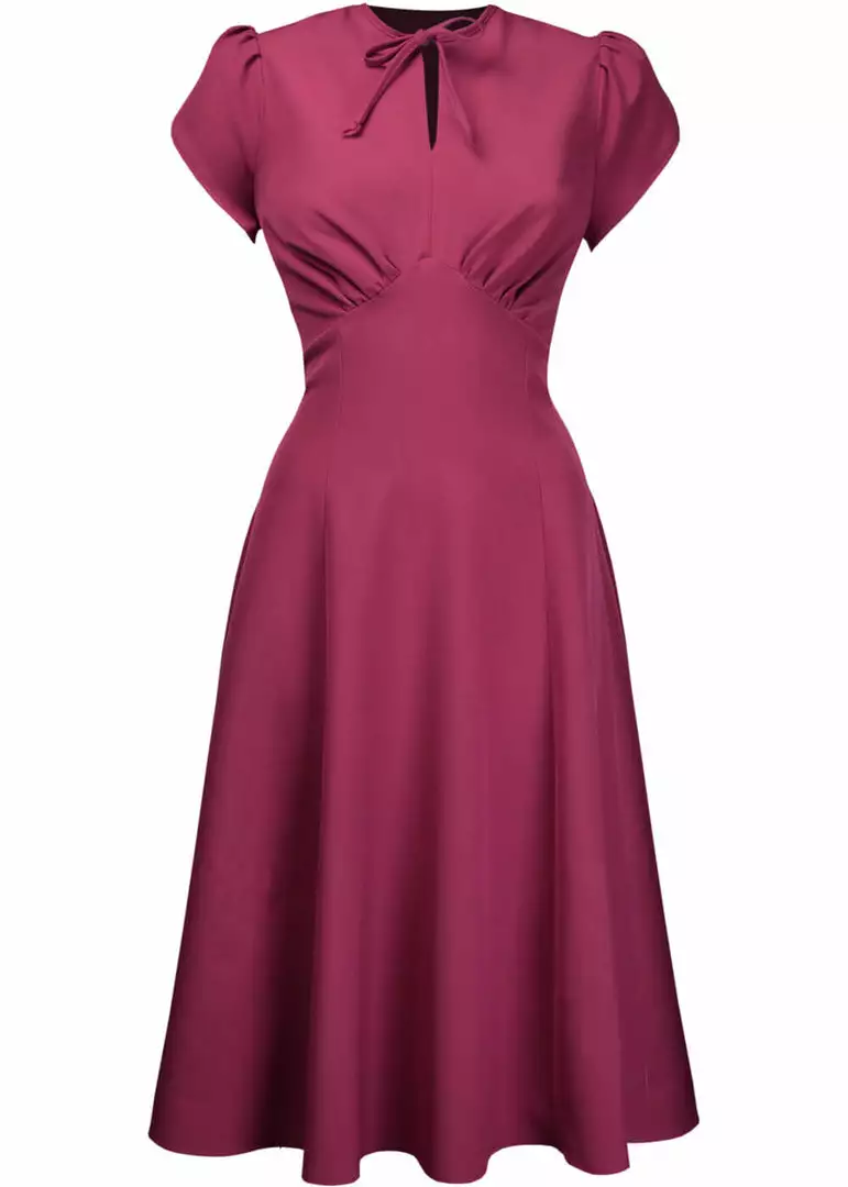 New In Pretty Retro Starlet 40's Dress Dark Rose 3 New In Pretty Retro Starlet 40's Dress Dark Rose