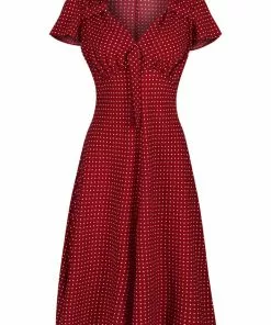 Pretty Retro Tea Polkadot 40's Dress Wine