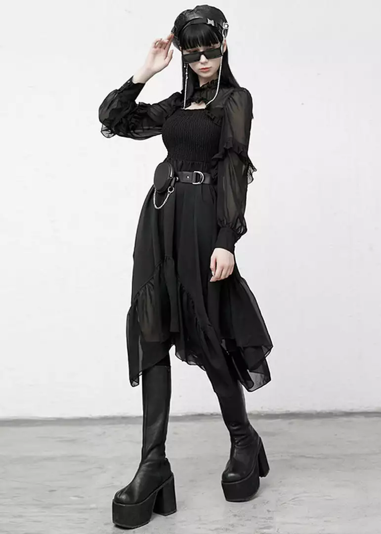 New In Punk Rave Absinthium Chiffon Dress Black 3 New In Punk Rave Absinthium Chiffon Dress Black