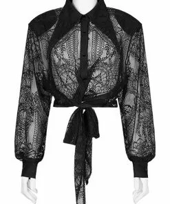 New In Punk Rave Gypsy Lace Blouse Black