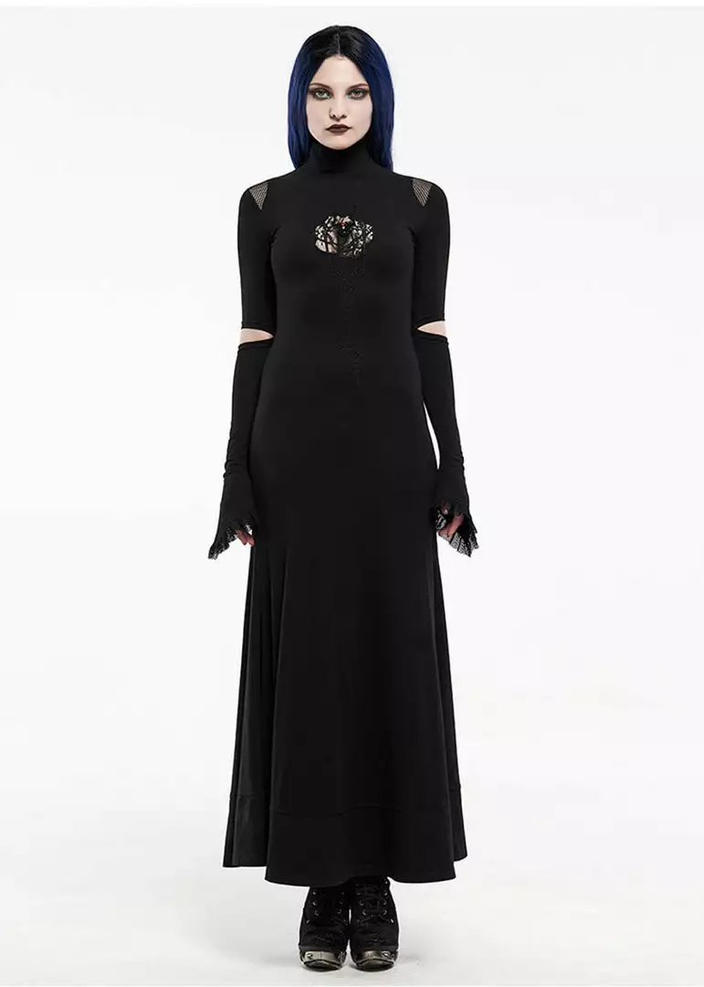 Punk Rave Minerva Rose Maxi Dress Black 4 Punk Rave Minerva Rose Maxi Dress Black