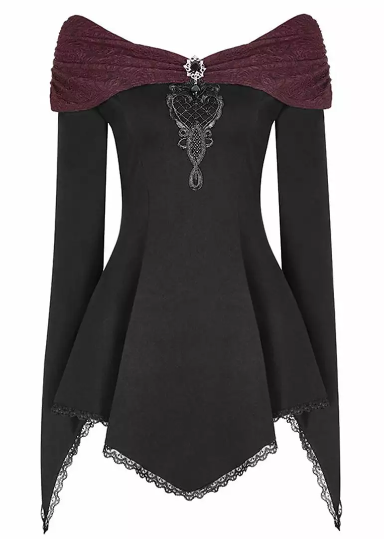 Punk Rave Beauteous Olorea Top Black Red 3 Punk Rave Beauteous Olorea Top Black Red