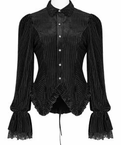 Punk Rave The Manor Velvet Blouse Black New In