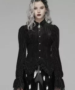 Punk Rave The Manor Velvet Blouse Black New In