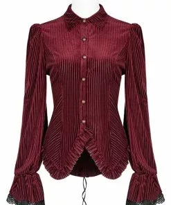 New In Punk Rave The Manor Velvet Blouse Red