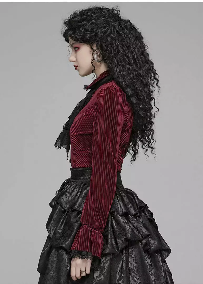 New In Punk Rave The Manor Velvet Blouse Red 7 New In Punk Rave The Manor Velvet Blouse Red