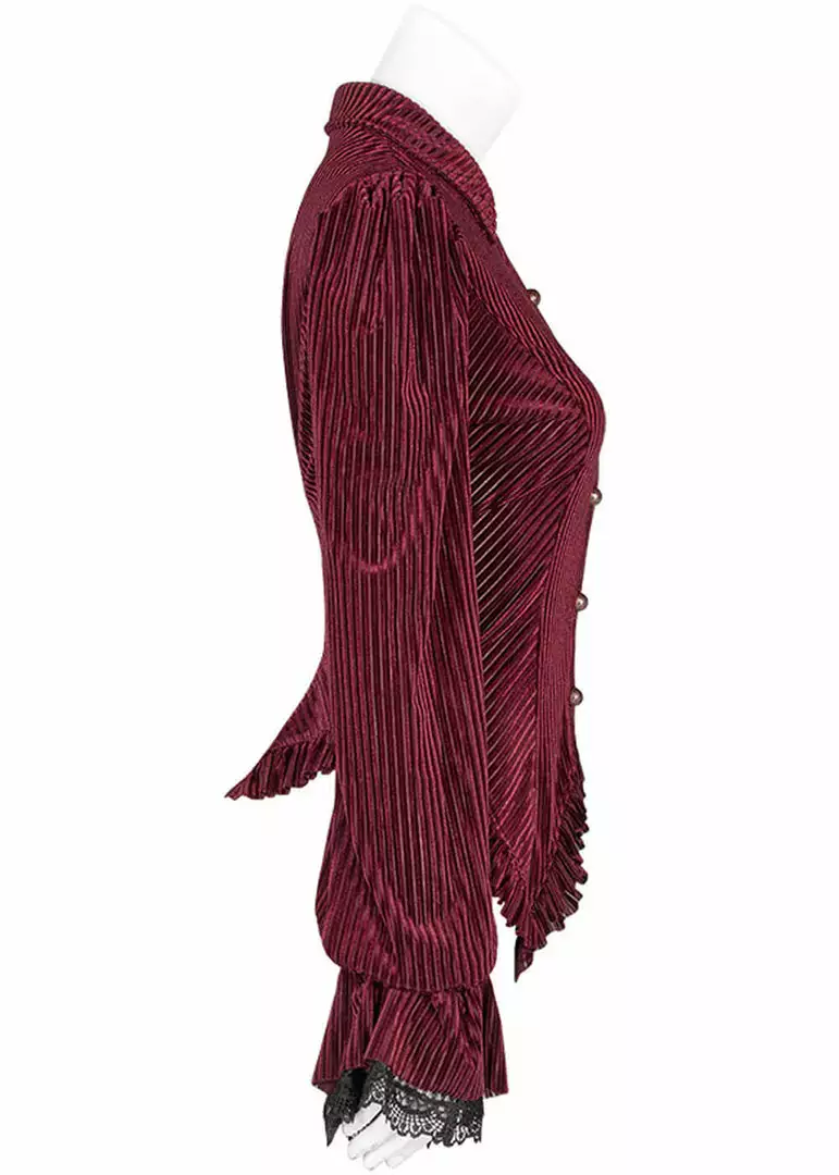 New In Punk Rave The Manor Velvet Blouse Red 11 New In Punk Rave The Manor Velvet Blouse Red