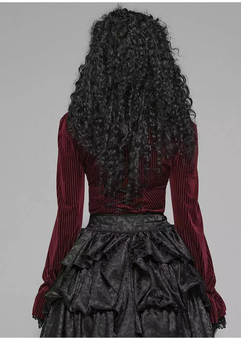 New In Punk Rave The Manor Velvet Blouse Red 6 New In Punk Rave The Manor Velvet Blouse Red