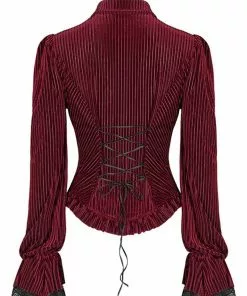 New In Punk Rave The Manor Velvet Blouse Red