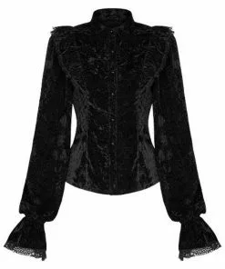 Punk Rave Luxuria Velvet Blouse Black New In