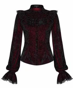 New In Punk Rave Luxuria Velvet Blouse Red