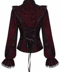 New In Punk Rave Luxuria Velvet Blouse Red