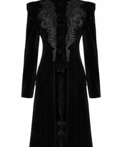 New In Punk Rave Selene Velvet Coat Black