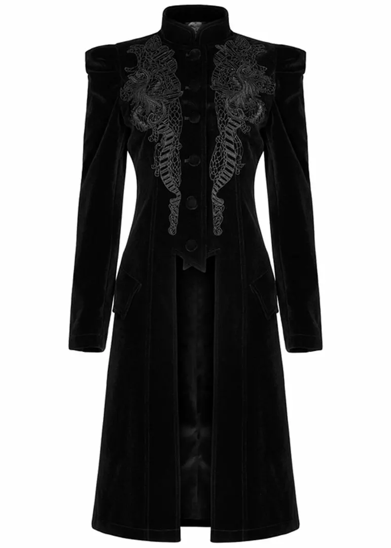 New In Punk Rave Selene Velvet Coat Black 3 New In Punk Rave Selene Velvet Coat Black