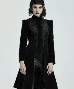New In Punk Rave Selene Velvet Coat Black