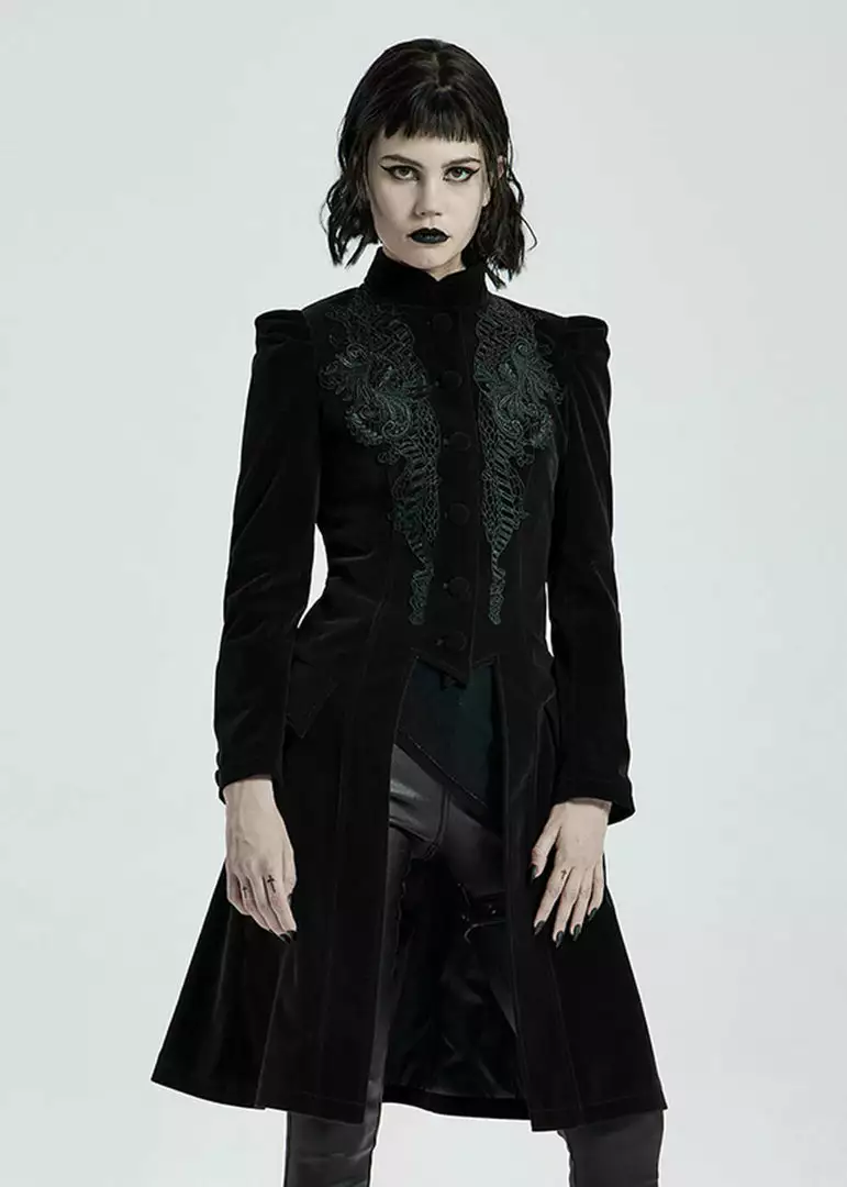 New In Punk Rave Selene Velvet Coat Black 4 New In Punk Rave Selene Velvet Coat Black