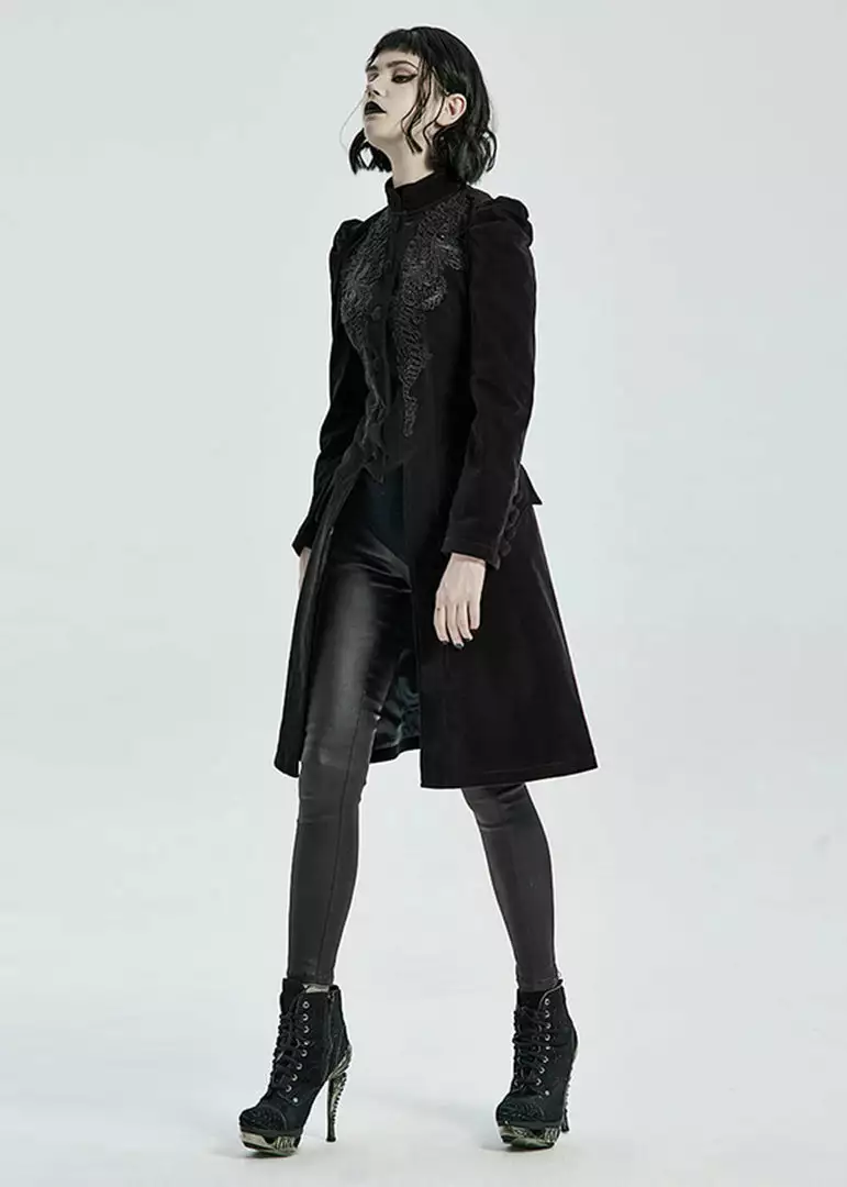 New In Punk Rave Selene Velvet Coat Black 9 New In Punk Rave Selene Velvet Coat Black