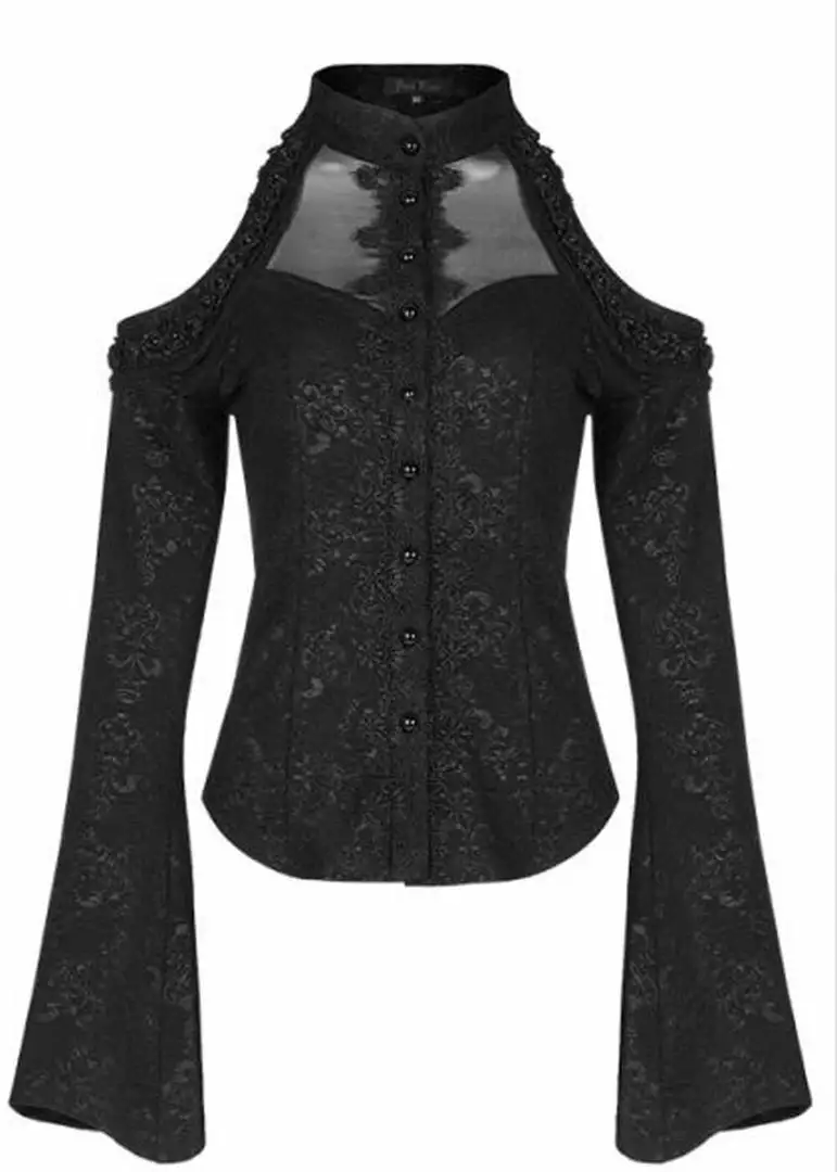Punk Rave Seductive Shoulder Lace Top Black 3 Punk Rave Seductive Shoulder Lace Top Black