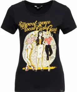 New In Queen Kerosin Girl Gang 50's Girlie T-Shirt Black