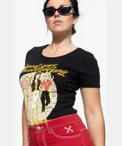 New In Queen Kerosin Girl Gang 50's Girlie T-Shirt Black 10 New In Queen Kerosin Girl Gang 50's Girlie T-Shirt Black