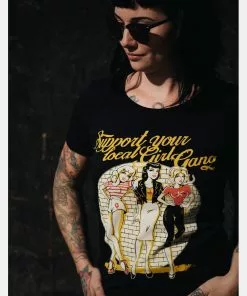 New In Queen Kerosin Girl Gang 50's Girlie T-Shirt Black 9 New In Queen Kerosin Girl Gang 50's Girlie T-Shirt Black