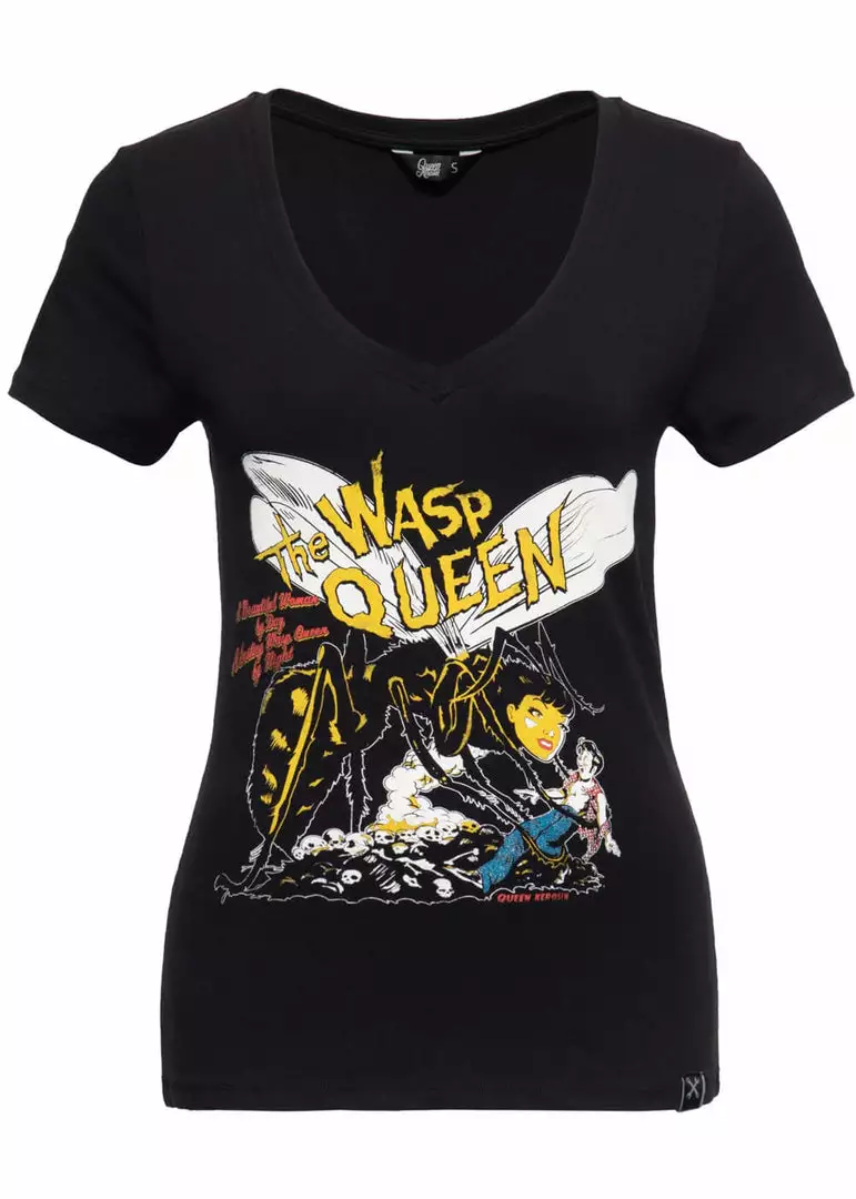 Queen Kerosin Wasp Queen 50's Girlie T-Shirt Black 3 Queen Kerosin Wasp Queen 50's Girlie T-Shirt Black