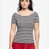 Queen Kerosin Vavavoom Stripe 50's Top Black White New In 2 Queen Kerosin Vavavoom Stripe 50's Top Black White New In