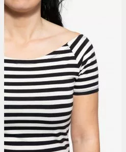 Queen Kerosin Vavavoom Stripe 50's Top Black White New In