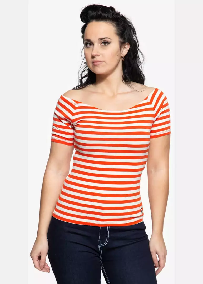 Queen Kerosin Vavavoom Stripe 50's Top Red White New In 3 Queen Kerosin Vavavoom Stripe 50's Top Red White New In