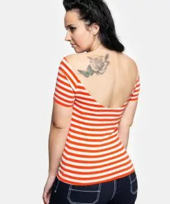 Queen Kerosin Vavavoom Stripe 50's Top Red White New In 9 Queen Kerosin Vavavoom Stripe 50's Top Red White New In