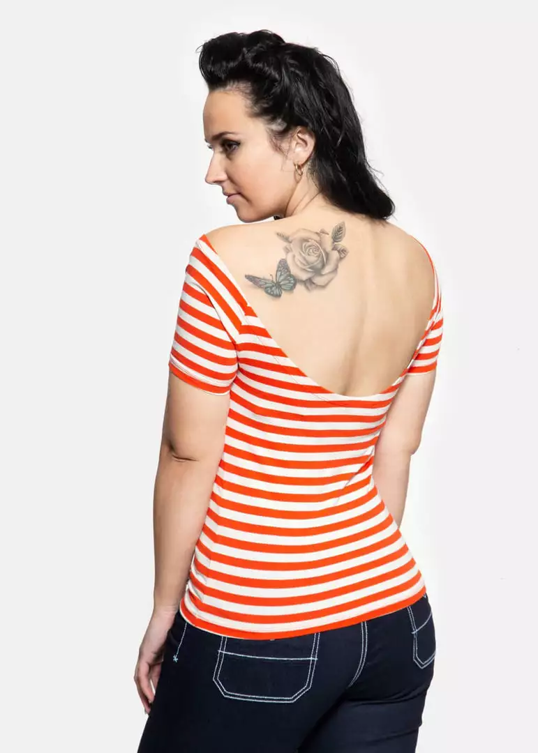 Queen Kerosin Vavavoom Stripe 50's Top Red White New In 6 Queen Kerosin Vavavoom Stripe 50's Top Red White New In