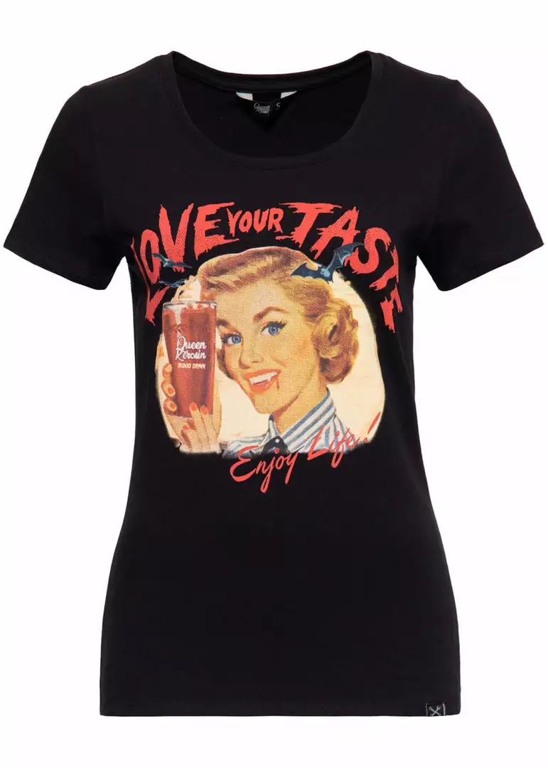 New In Queen Kerosin Blood Girly T-Shirt Black 3 New In Queen Kerosin Blood Girly T-Shirt Black