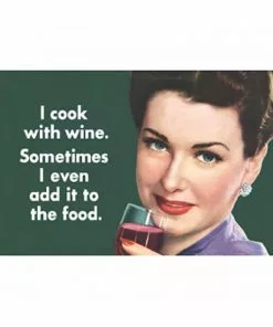Retro Fun Magnet I Cook With Wine Multi