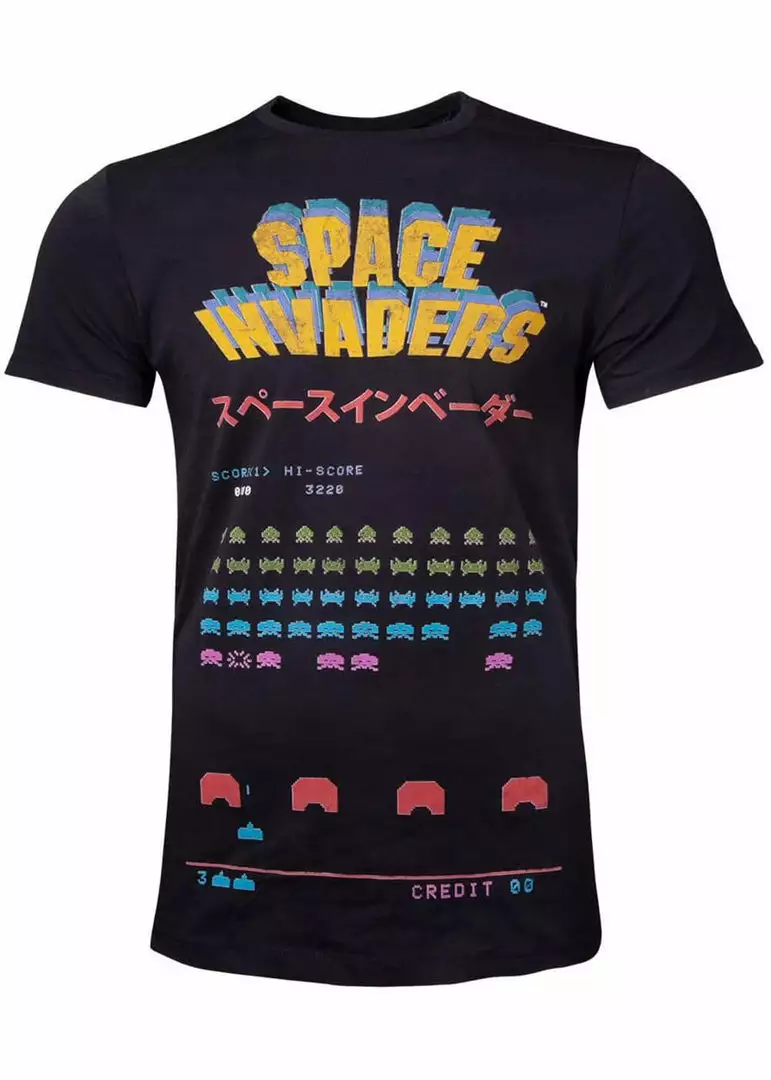 New In Retro Games Mens Space Invaders Level T-Shirt Black 3 New In Retro Games Mens Space Invaders Level T-Shirt Black