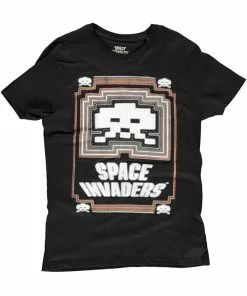 Retro Games Mens Space Invaders Glowing T-Shirt Black New In