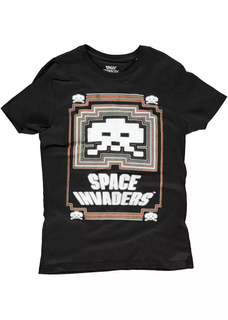 Retro Games Mens Space Invaders Glowing T-Shirt Black New In 3 Retro Games Mens Space Invaders Glowing T-Shirt Black New In