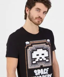 Retro Games Mens Space Invaders Glowing T-Shirt Black New In 9 Retro Games Mens Space Invaders Glowing T-Shirt Black New In