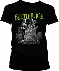 Retro Movies Beetlejuice Headstone Girly T-Shirt Black