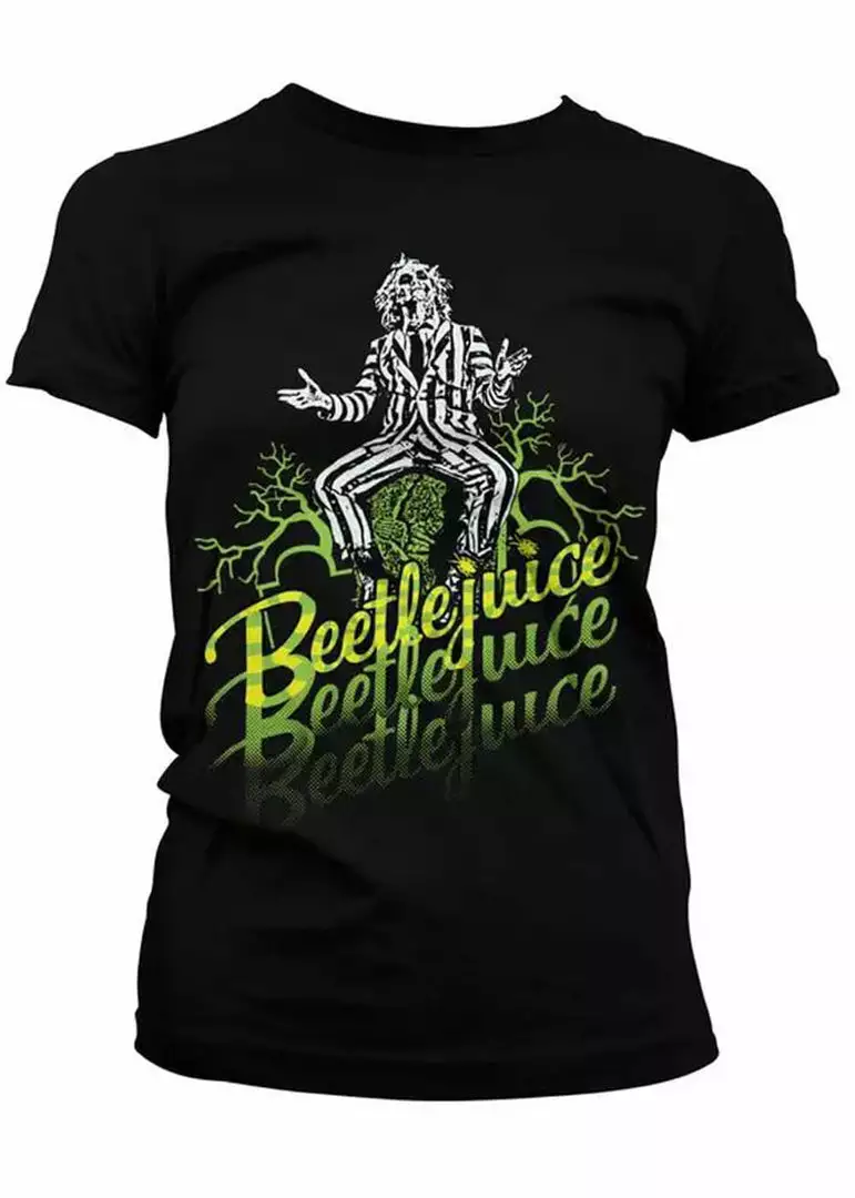 New In Retro Movies Beetlejuice Girly T-Shirt Black 3 New In Retro Movies Beetlejuice Girly T-Shirt Black
