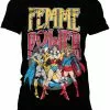 New In Retro Movies Wonder Woman Femme Power Girly T-Shirt Black 1 New In Retro Movies Wonder Woman Femme Power Girly T-Shirt Black