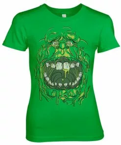 Retro Movies Ghostbusters Slimer Girly T-Shirt Green New In