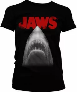 Retro Movies Jaws Poster Girly T-Shirt Black