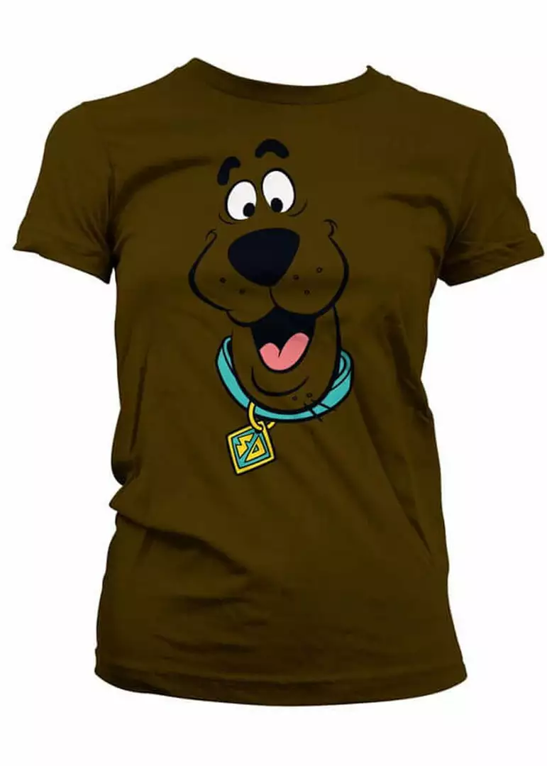 Retro Movies Scooby Doo Face Girly T-Shirt Brown New In