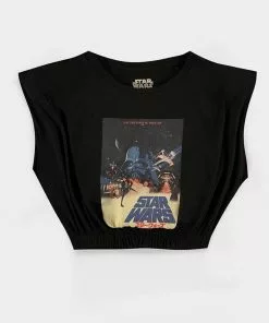 Retro Movies Ladies Star Wars 80's Crop Top Black New In