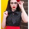 Retrolicious Bow Dotty 40's Top Black
