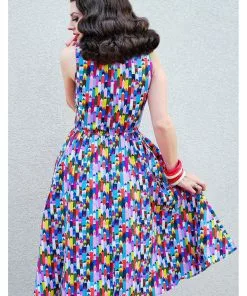 Retrolicious Pencils Midi 50's Swing Dress Multi New In 9 Retrolicious Pencils Midi 50's Swing Dress Multi New In